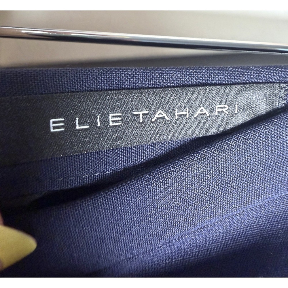Elie Tahari Wool Knee Length Pencil Skirt Office Career Women's Size 8 Navy NWT - Picture 3 of 10